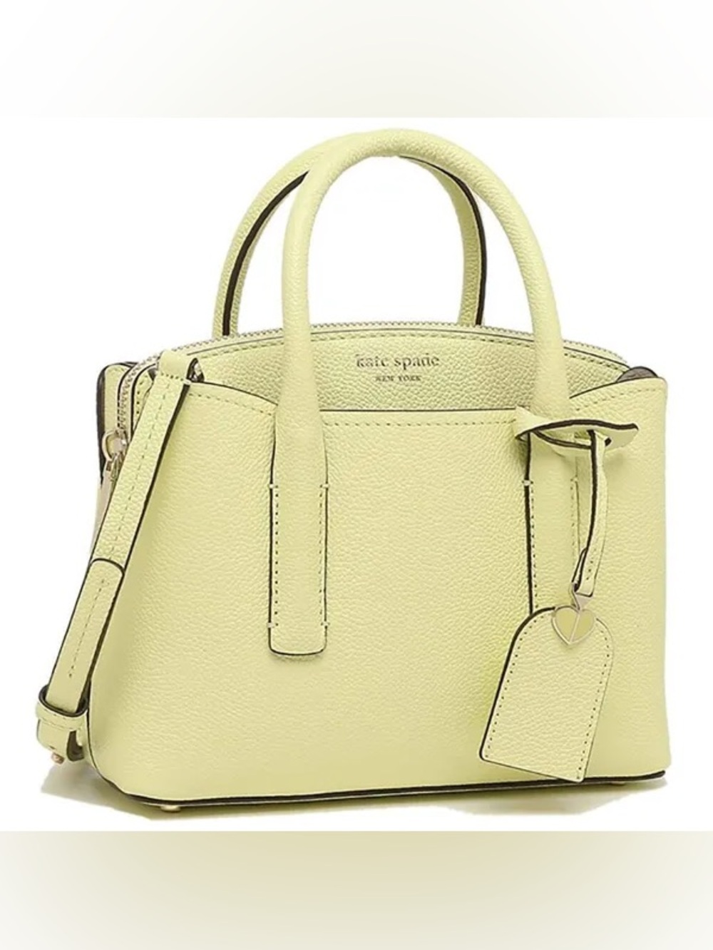kate spade  Margaux lemon sherbet pale yellow pebbled leather satchel
